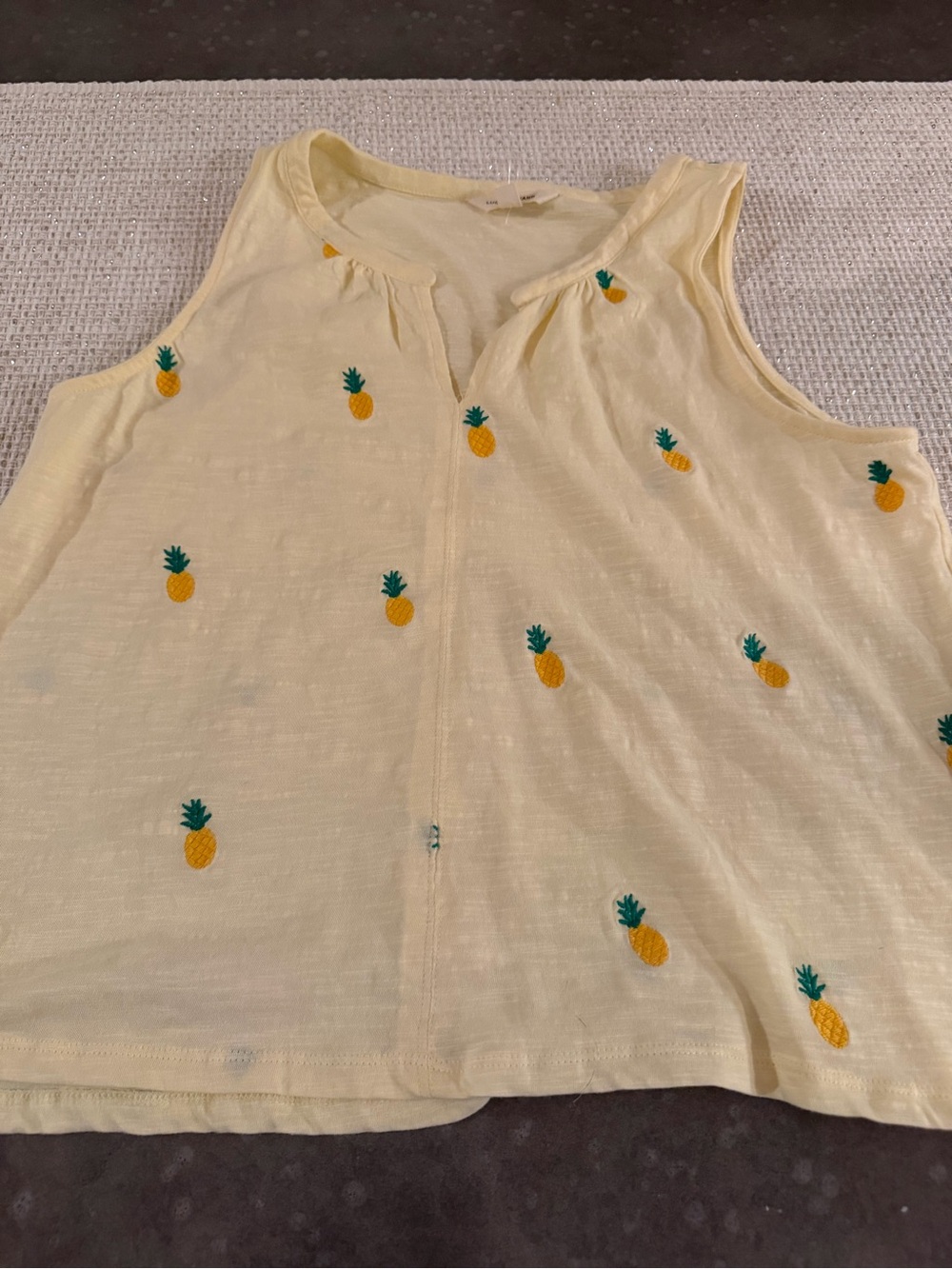 Lucky Brand Pale Yellow Pineapple Embroidered Tank Top-BNWOT - Picture 5 of 6